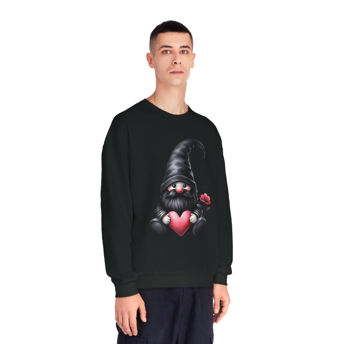 Black Valentine Gnome Unisex NuBlend® Crewneck Sweatshirt