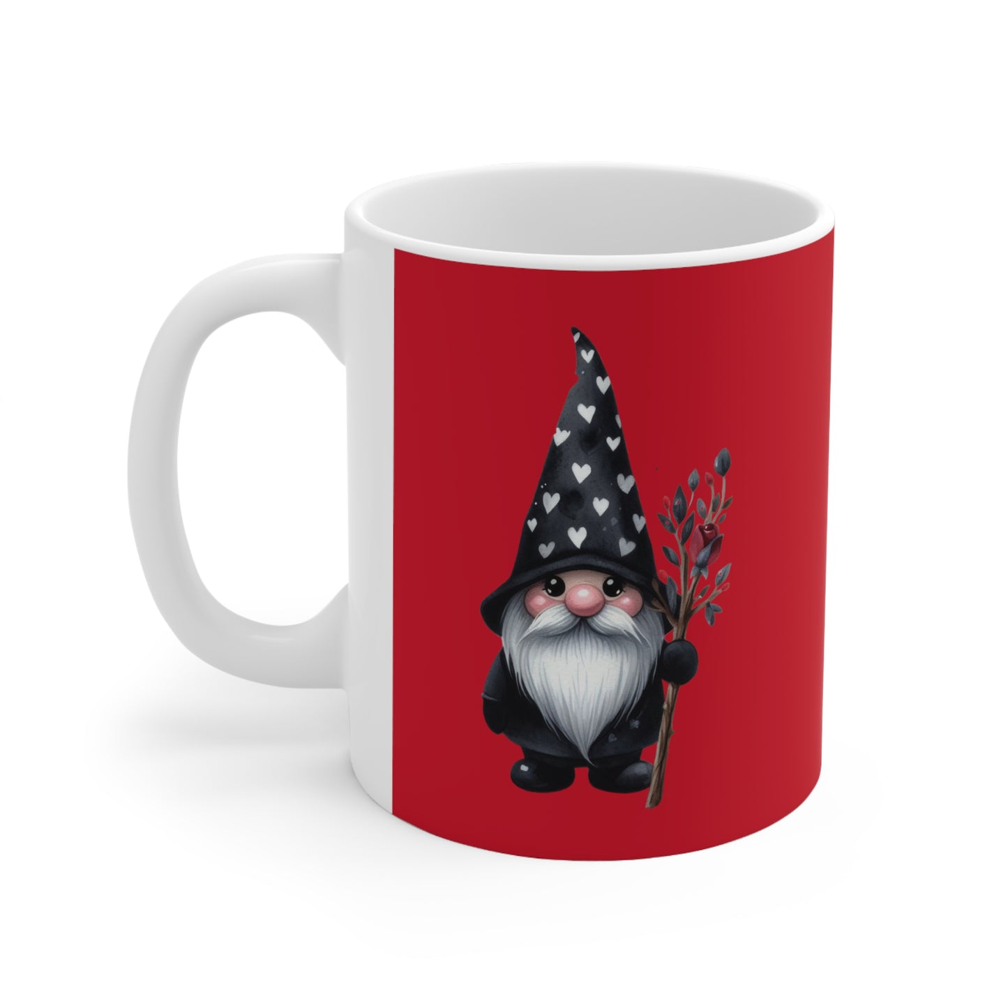 Black Valentine Gnome Ceramic Mug 11oz