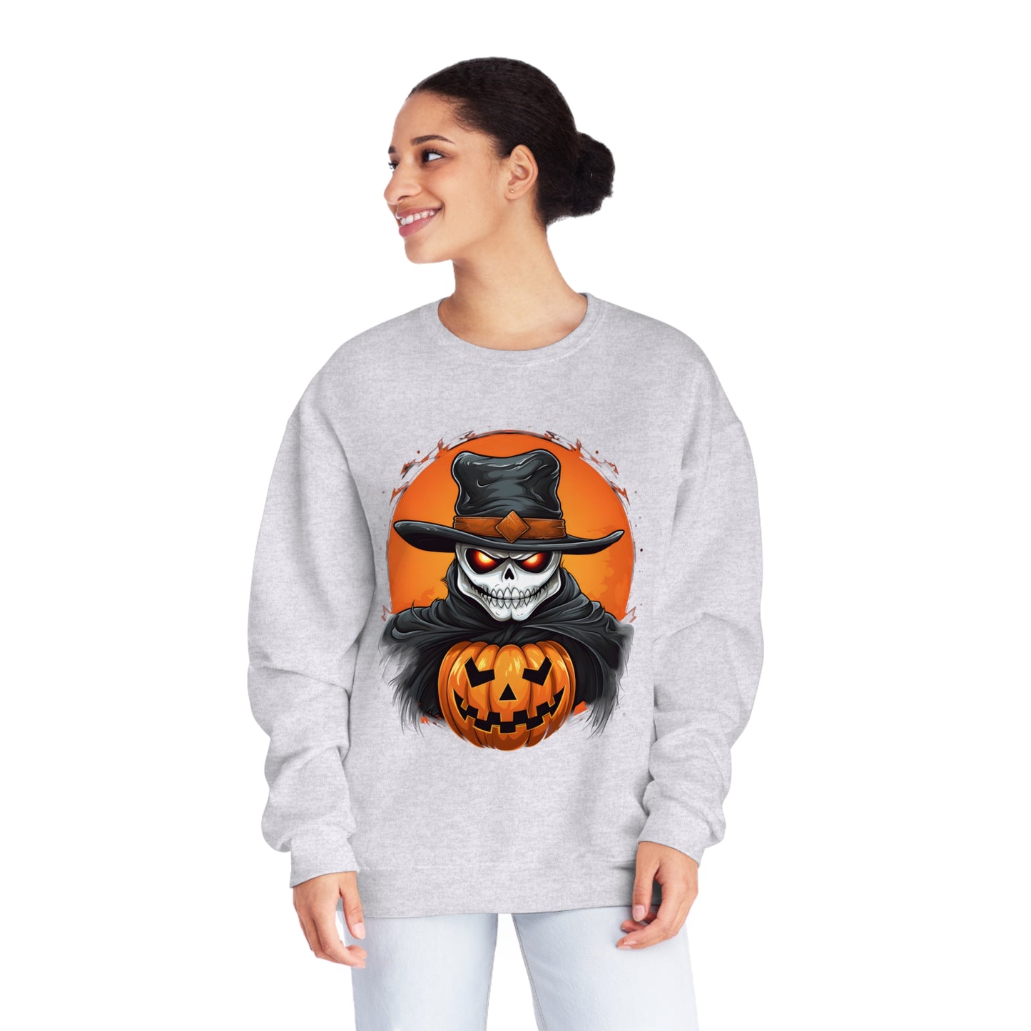 Halloween Cowboy Skeleton Unisex Graphic Shirt Gifts Spooky Long Sleeve Crewneck Shirt Tops