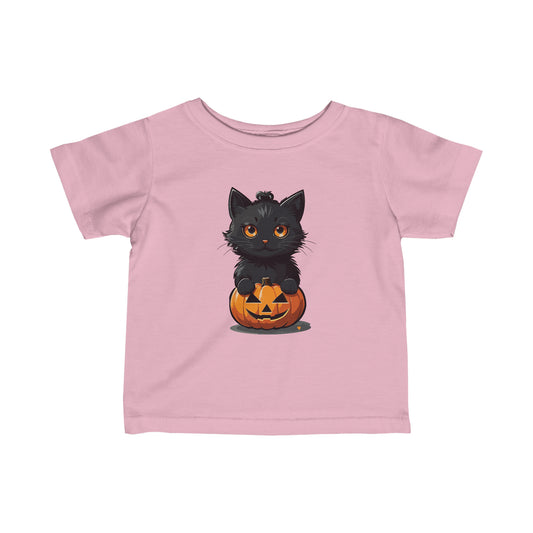 Halloween Cat Jack-O-Lantern Graphic Infant Fine Jersey Tee