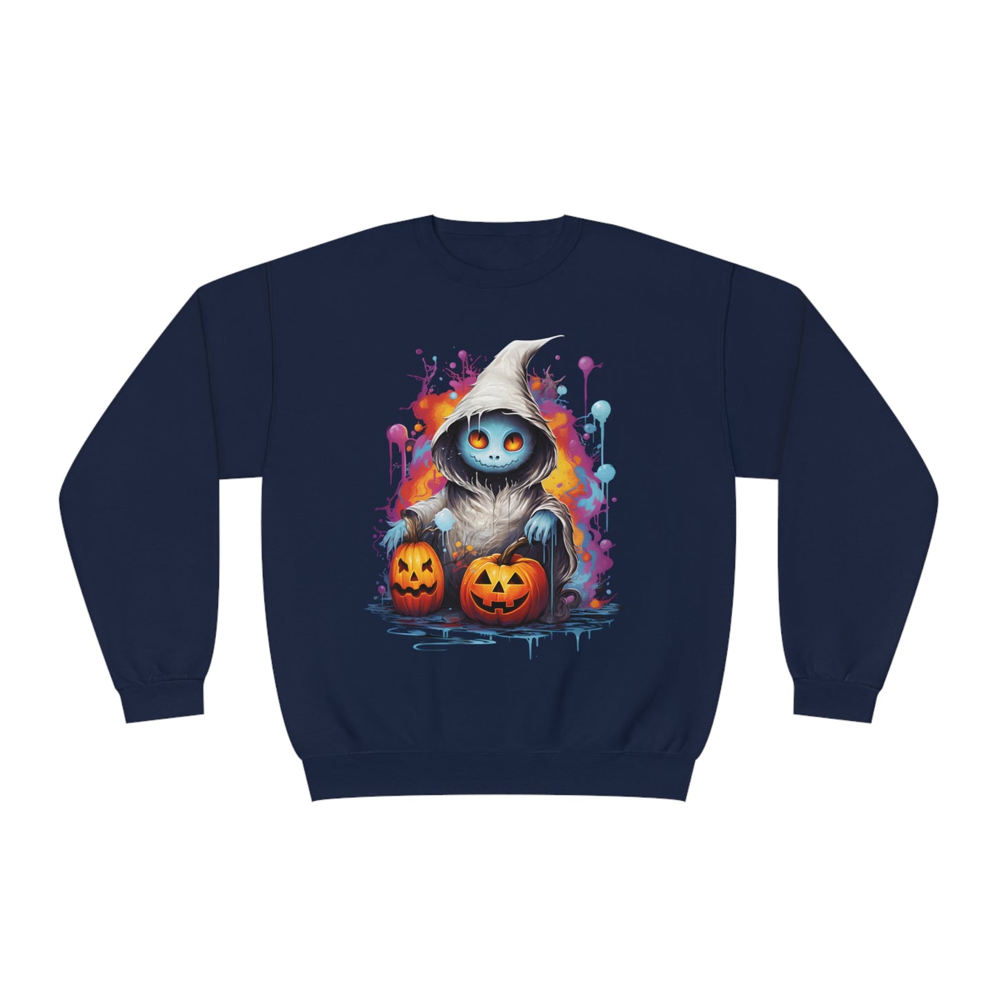 Cute Halloween Unisex Sweatshirt Jack-O-Lanterns Graphic Shirt Gifts Spooky Long Sleeve Crewneck Shirt Tops