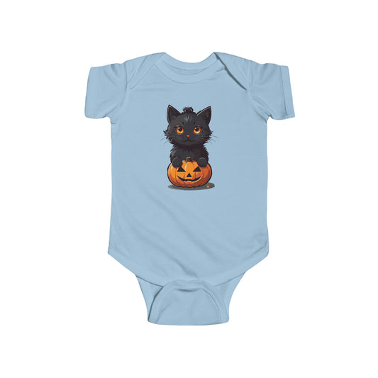 Halloween Cat Jack-O-Lantern Graphic Infant Fine Jersey Bodysuit