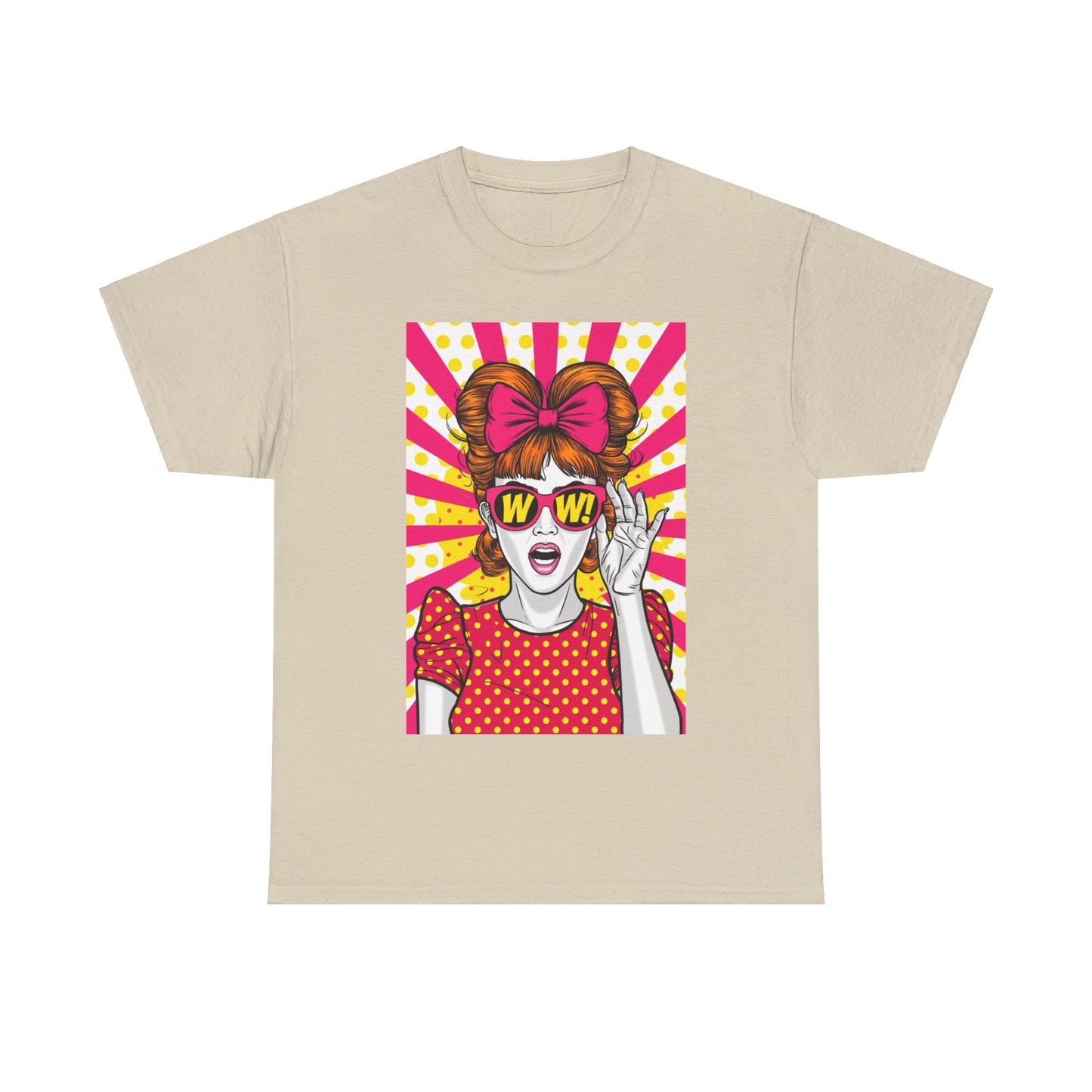 PopArt Girl WOW with Sunglasses Unisex heavy cotton Tshirt