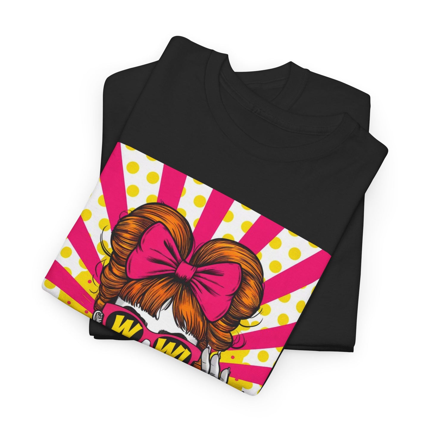 PopArt Girl WOW with Sunglasses Unisex heavy cotton Tshirt