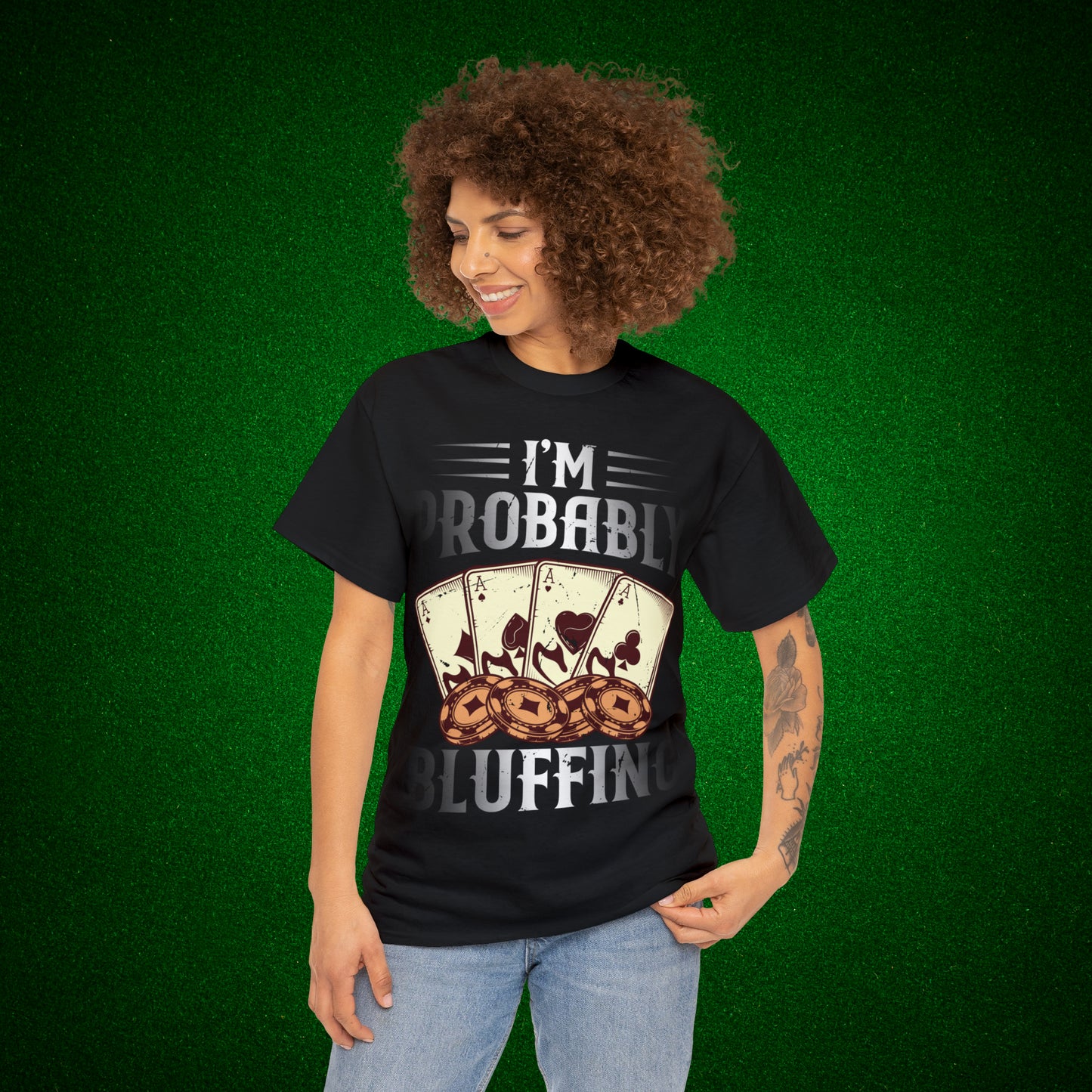 I'm Probably Bluffing Unisex Heavy Cotton Tee