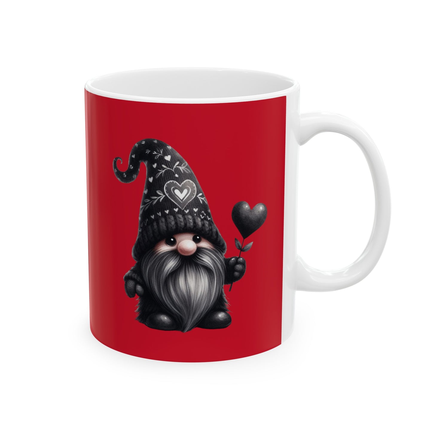 Black Valentine Gnome Ceramic Mug 11oz