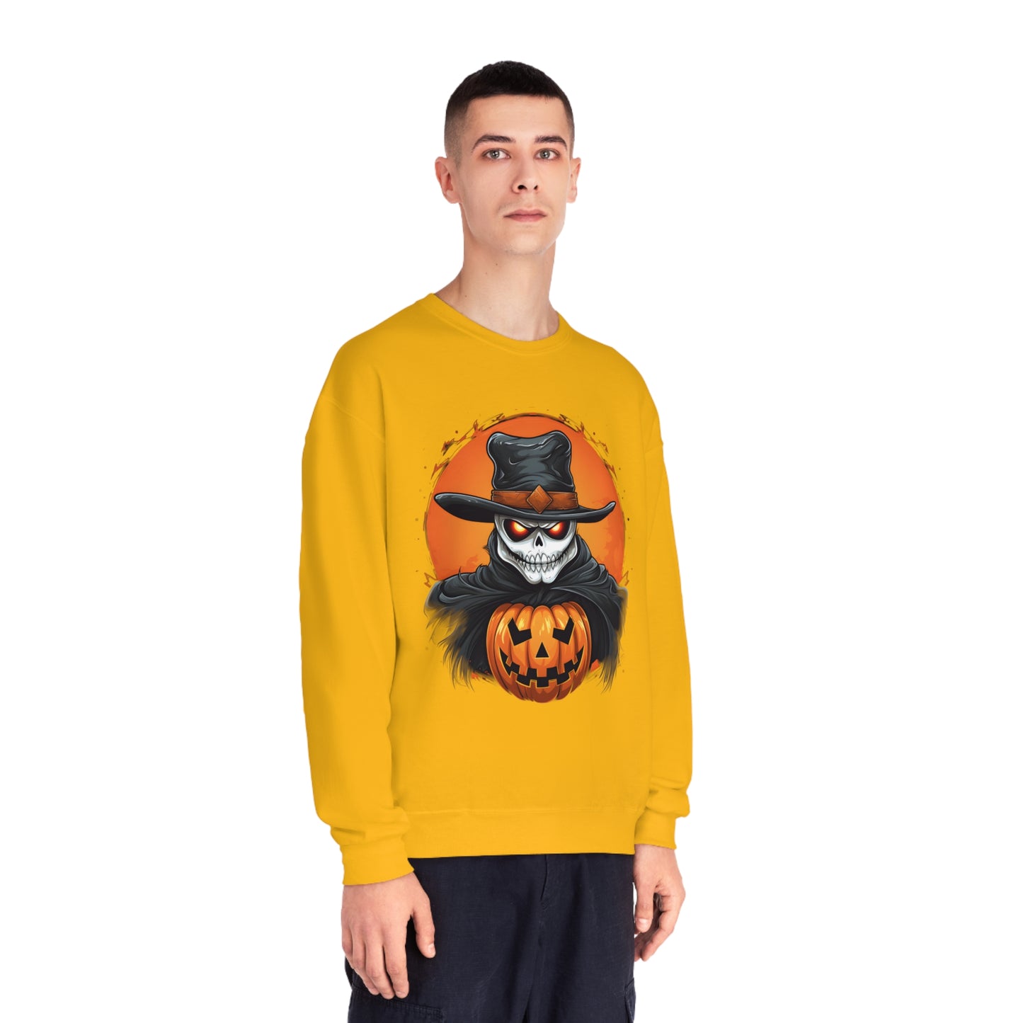 Halloween Cowboy Skeleton Unisex Graphic Shirt Gifts Spooky Long Sleeve Crewneck Shirt Tops