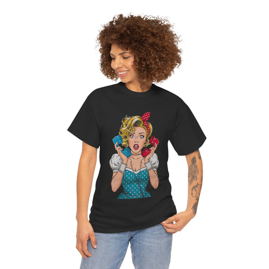 PopArt Girl on the Phone  Tshirt unisex heavy cotton