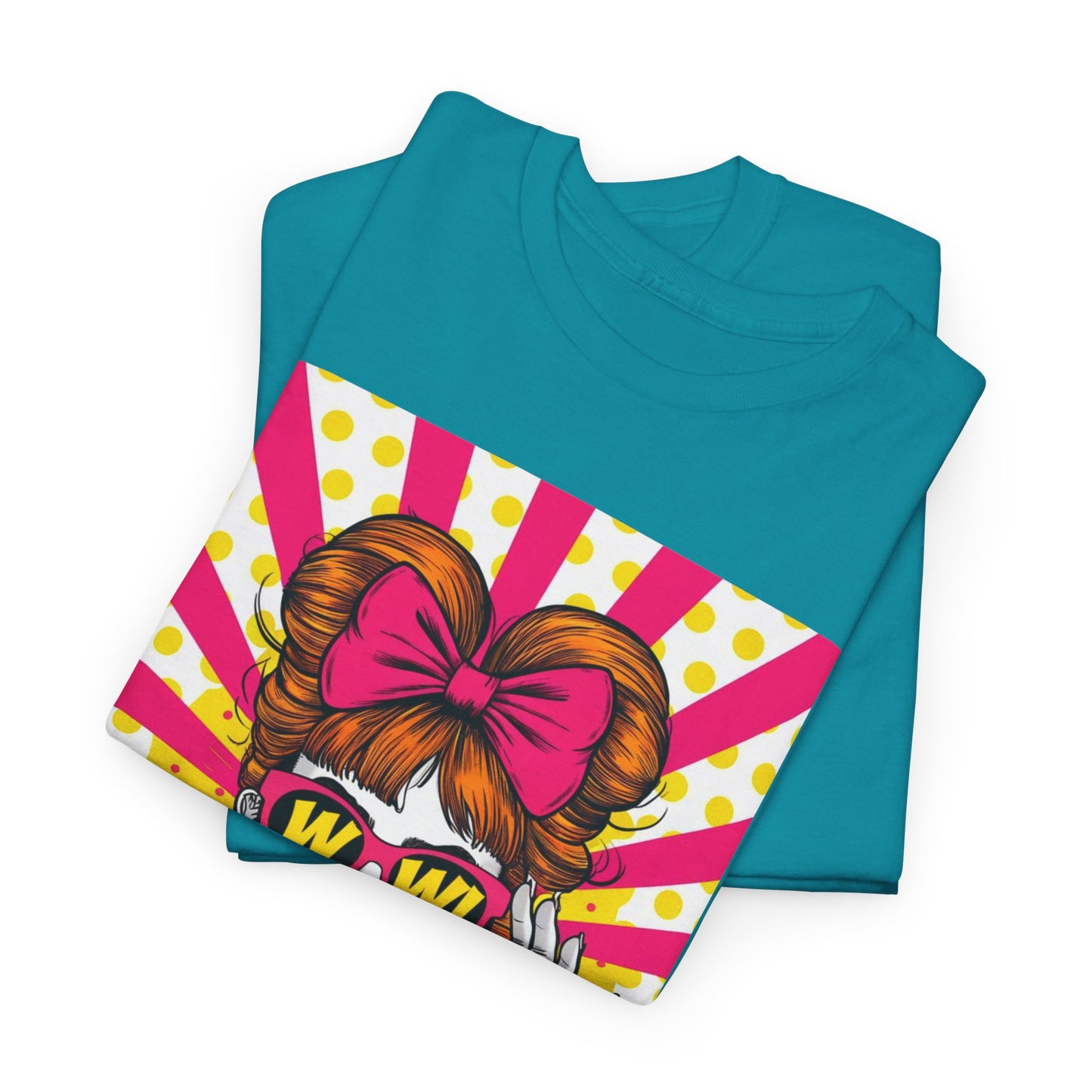 PopArt Girl WOW with Sunglasses Unisex heavy cotton Tshirt