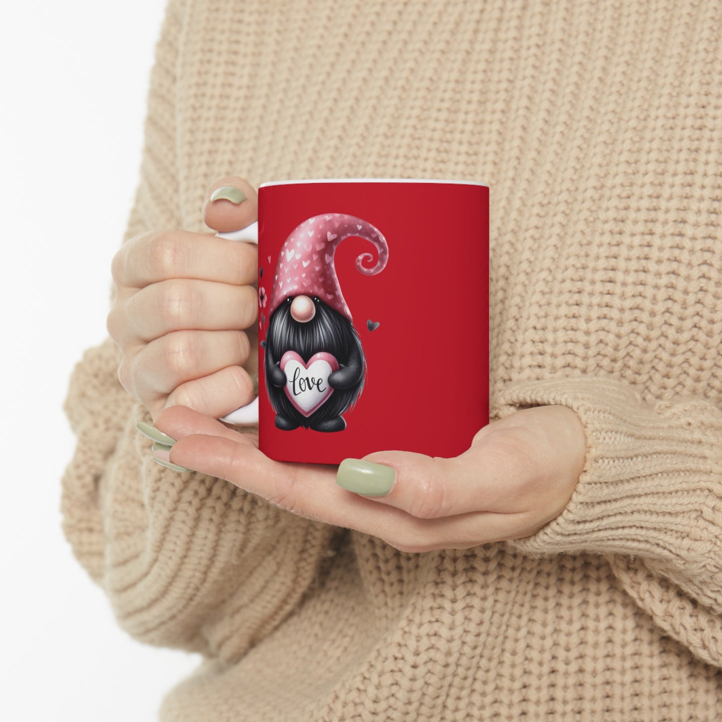 Black Valentine Gnome Ceramic Mug 11oz