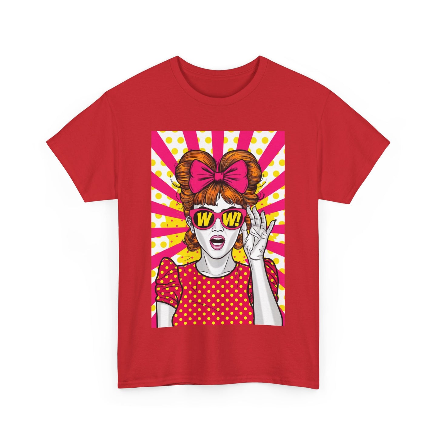 PopArt Girl WOW with Sunglasses Unisex heavy cotton Tshirt