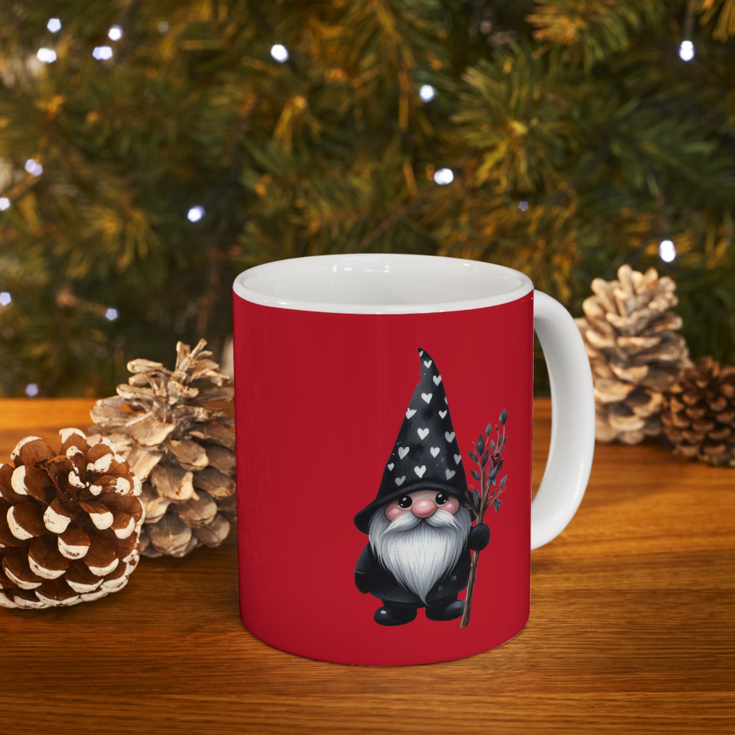 Black Valentine Gnome Ceramic Mug 11oz