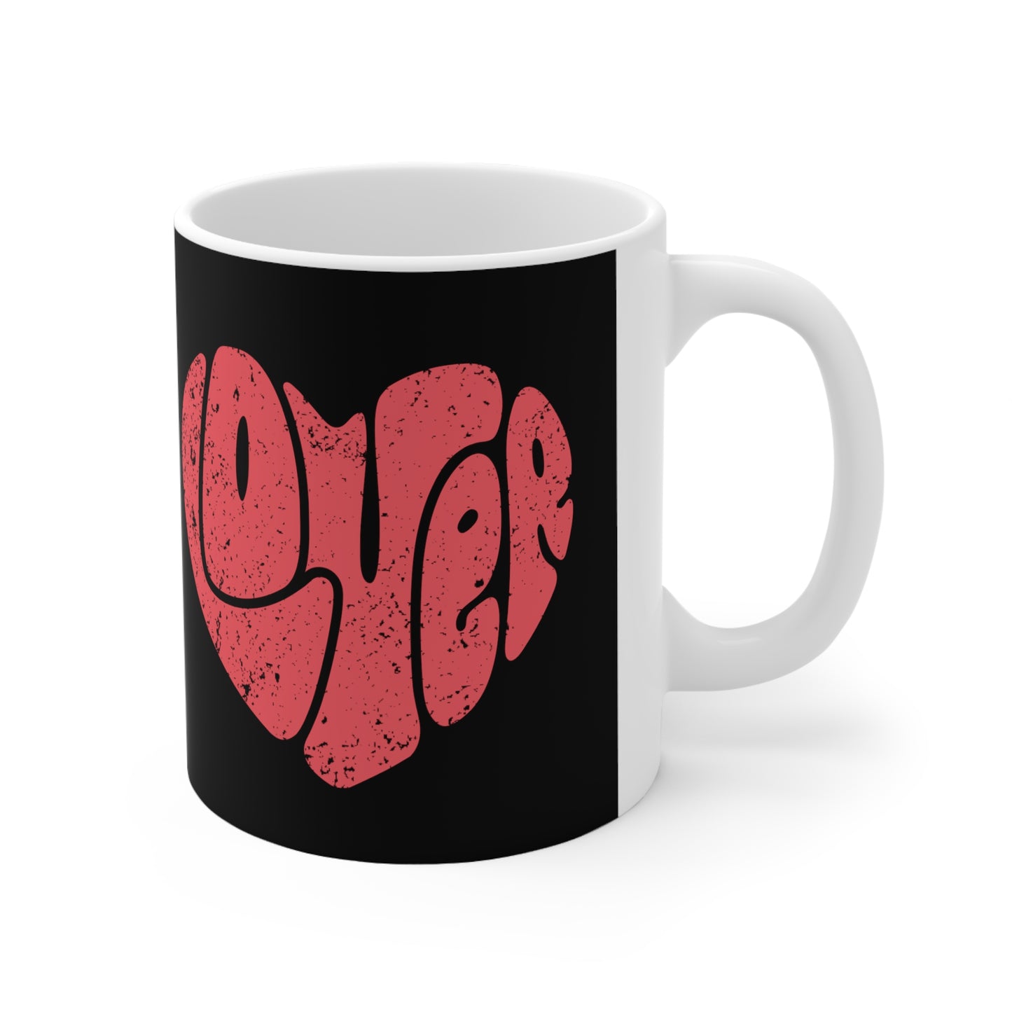 Retro Lover Heart Valentines (Distressed Design) Ceramic Mug 11oz