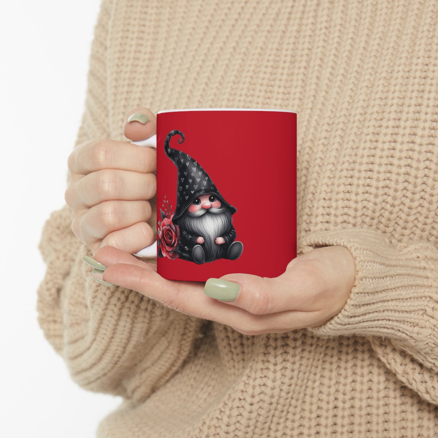 Black Valentine Gnome Ceramic Mug 11oz