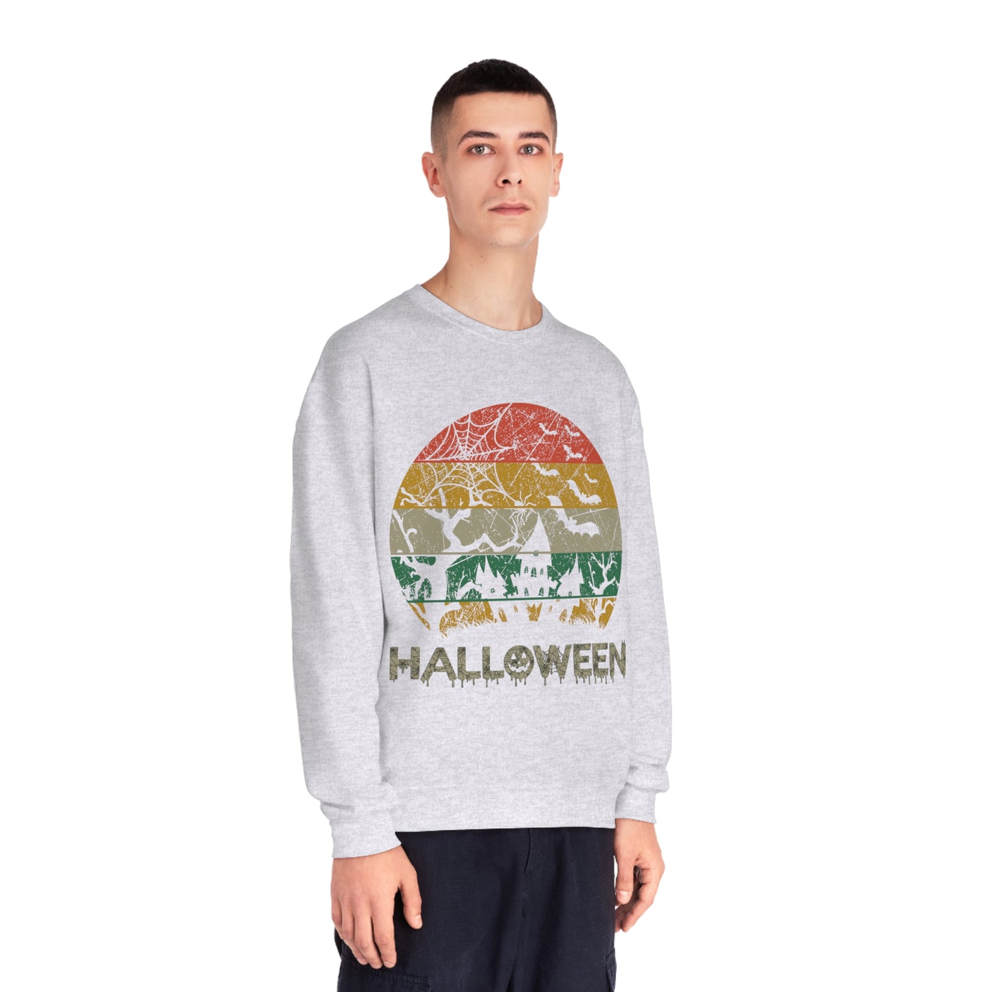 Retro Halloween Spooky House Unisex NuBlend® Crewneck Sweatshirt