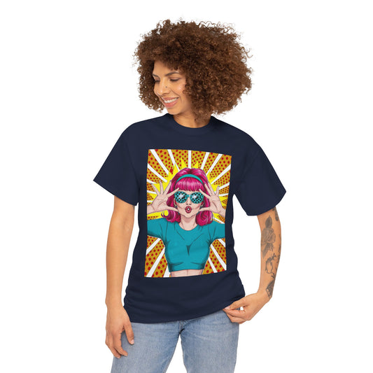 Sexy Retro PopArt Girl Vibrant Colors Unisex heavy cotton Tshirt