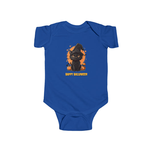 Halloween Cat Jack-O-Lantern Graphic Infant Fine Jersey Bodysuit