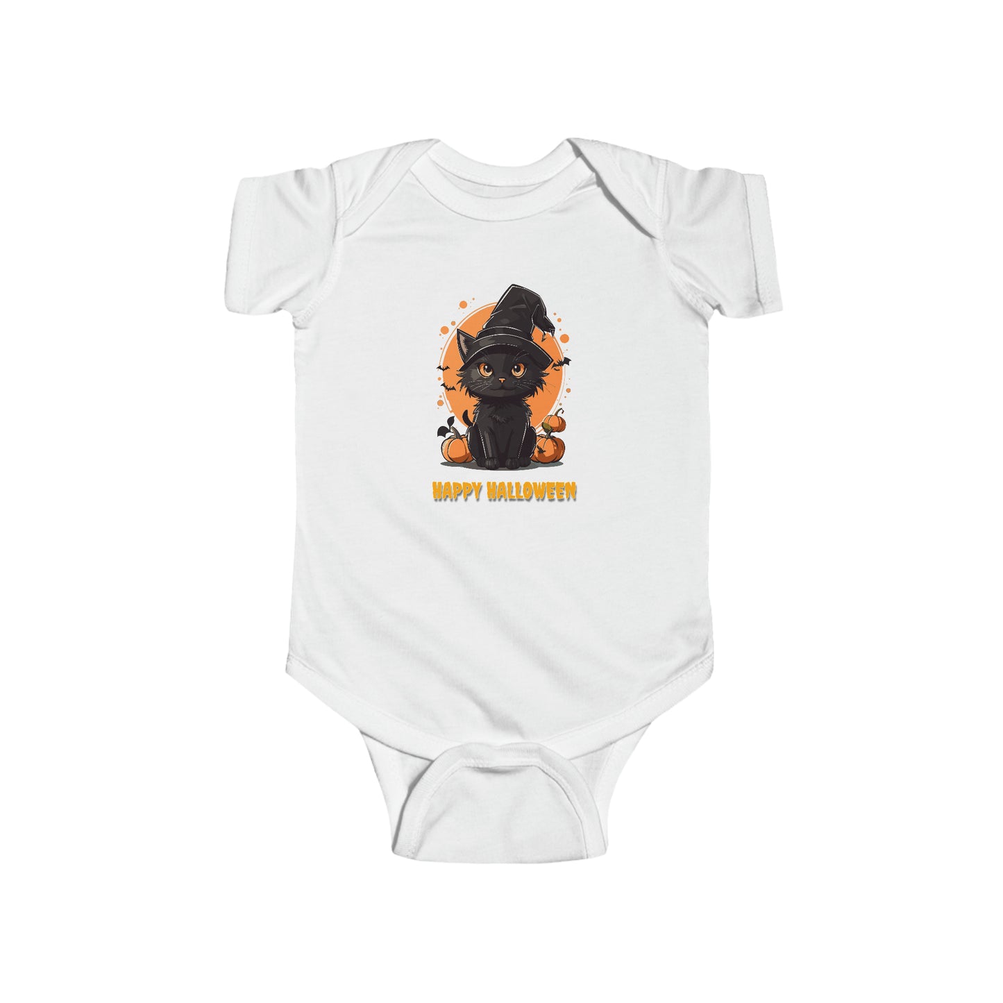 Halloween Cat Jack-O-Lantern Graphic Infant Fine Jersey Bodysuit