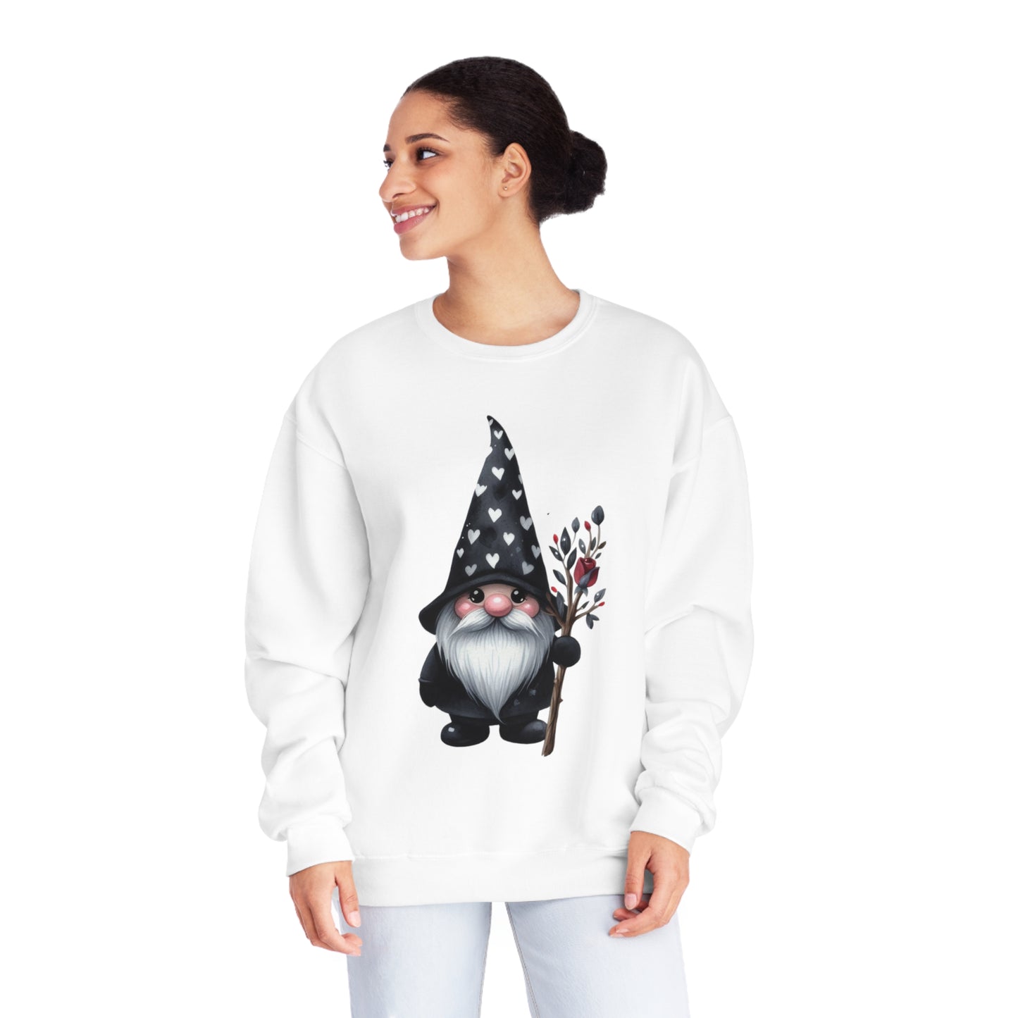 Black Valentine Gnome Unisex NuBlend® Crewneck Sweatshirt