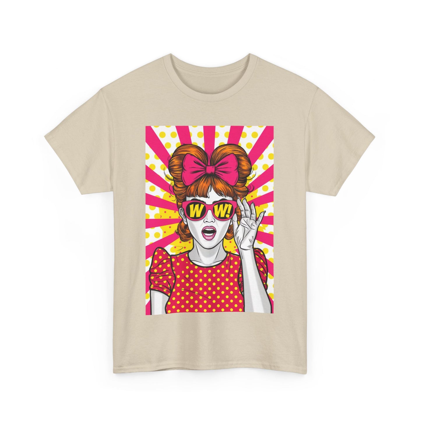 PopArt Girl WOW with Sunglasses Unisex heavy cotton Tshirt