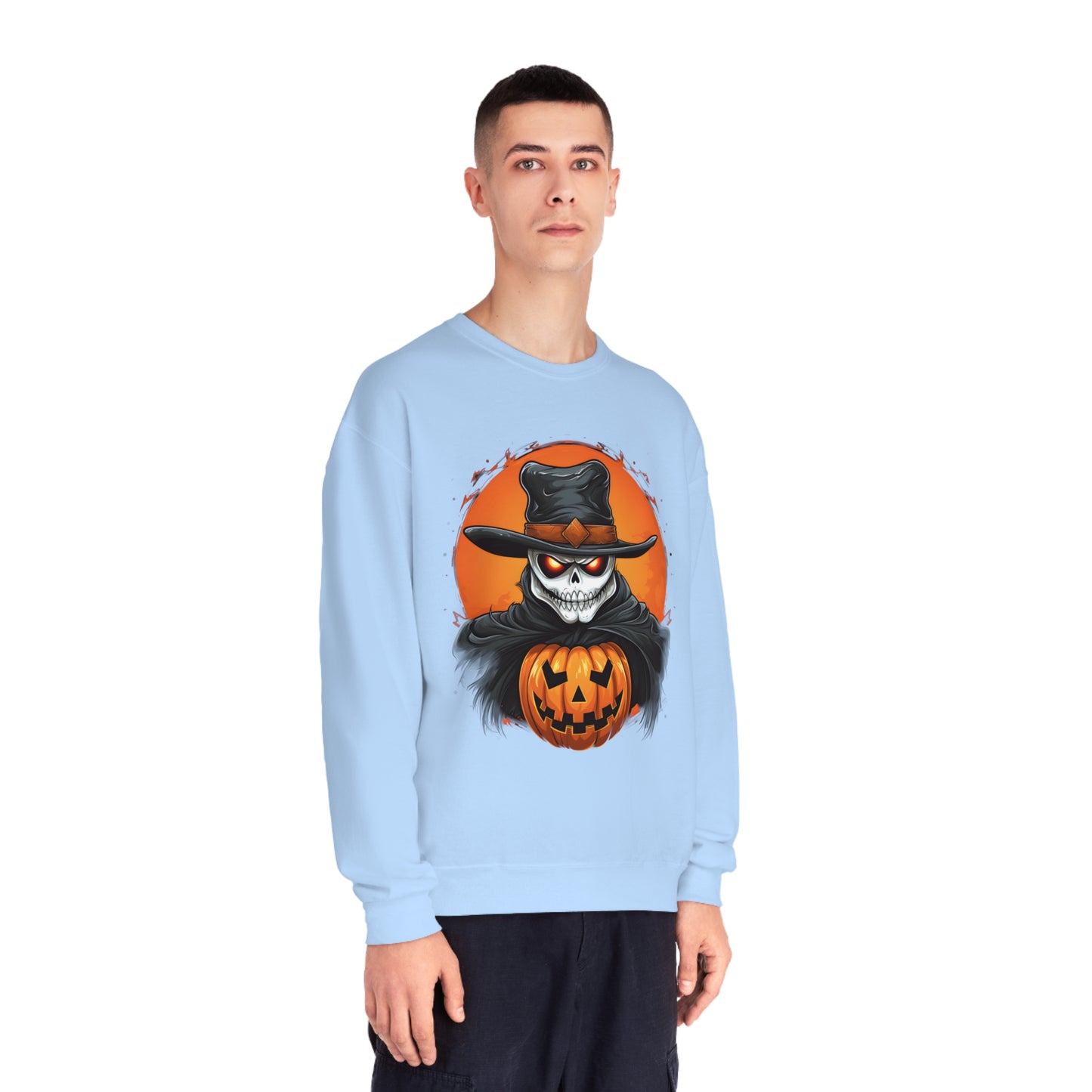 Halloween Cowboy Skeleton Unisex Graphic Shirt Gifts Spooky Long Sleeve Crewneck Shirt Tops