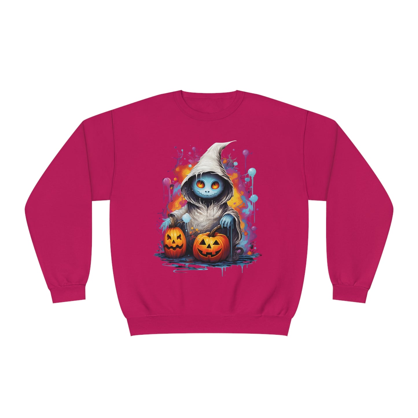 Cute Halloween Unisex Sweatshirt Jack-O-Lanterns Graphic Shirt Gifts Spooky Long Sleeve Crewneck Shirt Tops