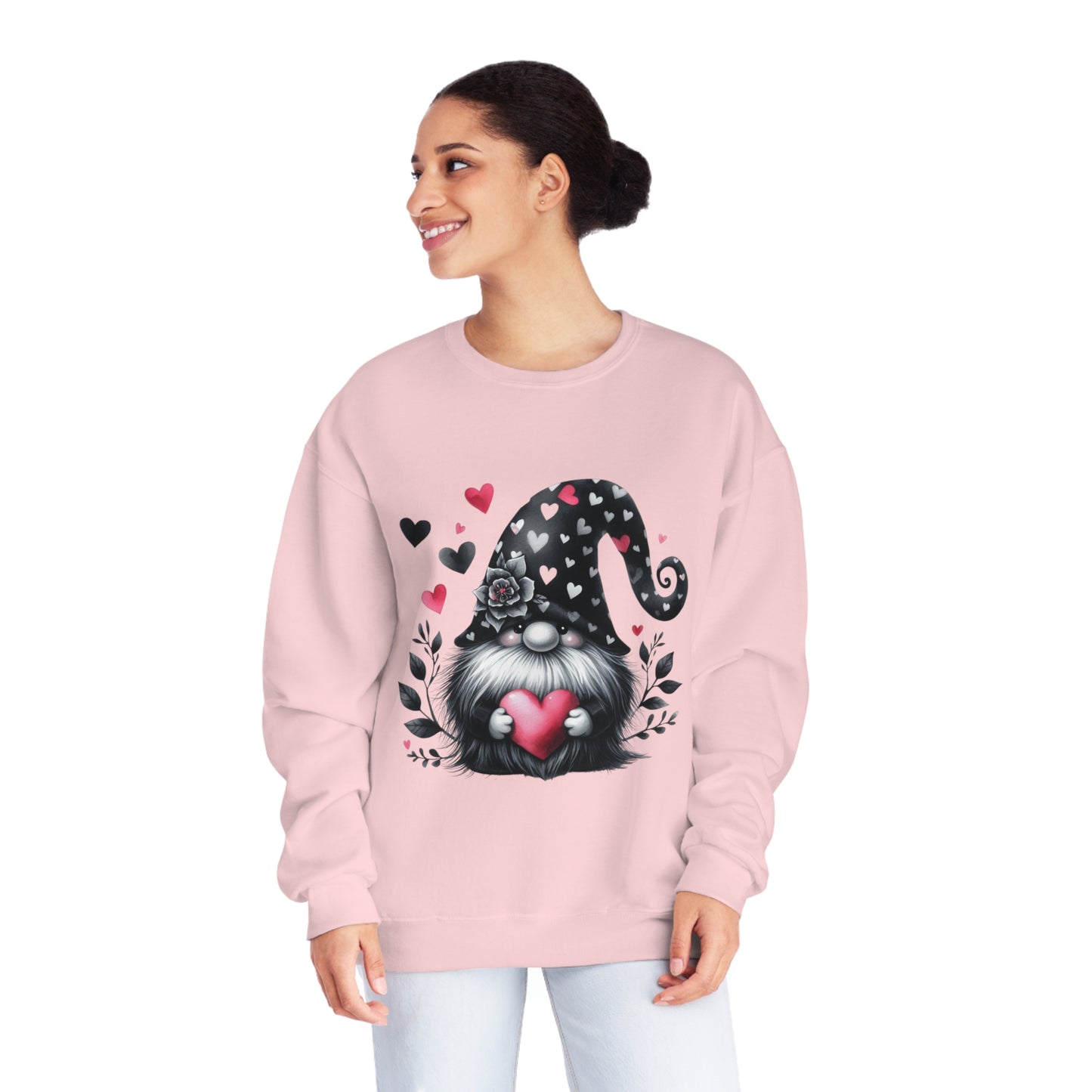 Black Valentine Gnome Unisex NuBlend® Crewneck Sweatshirt