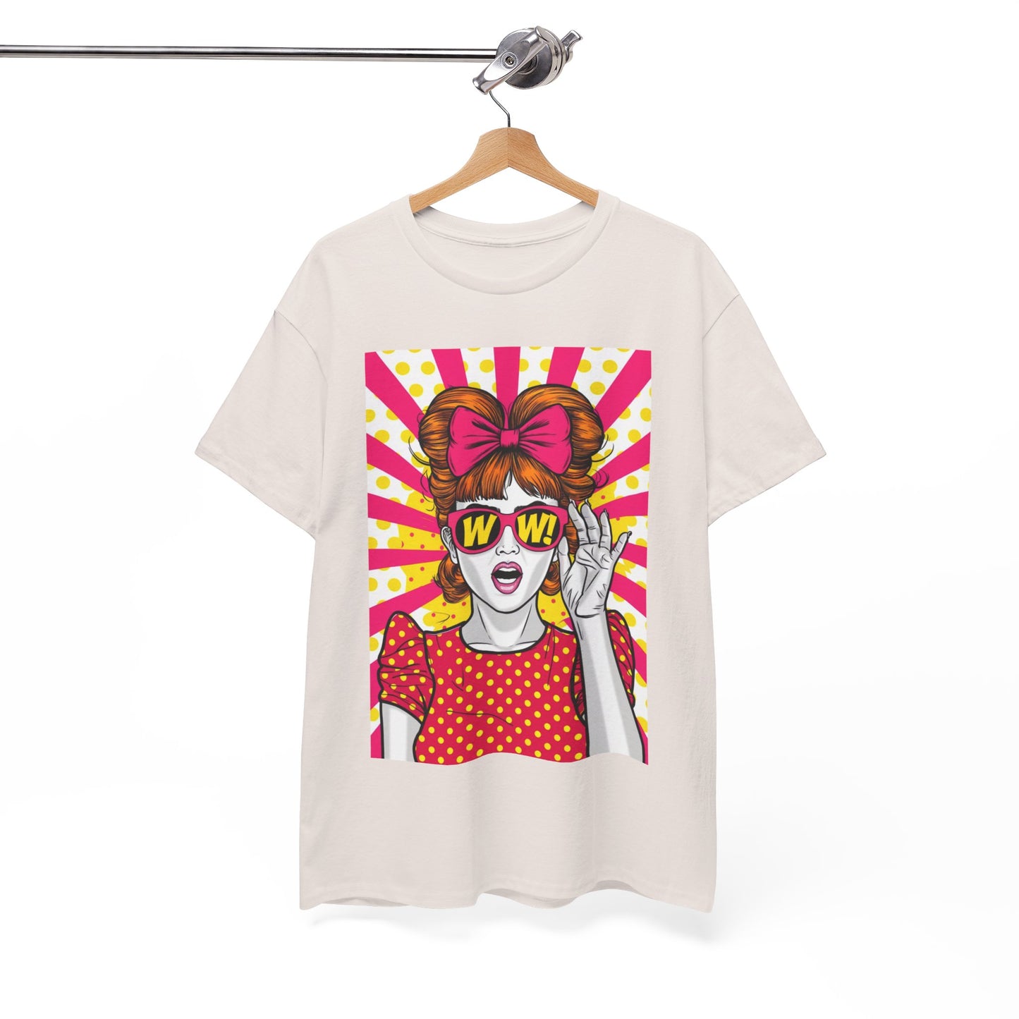 PopArt Girl WOW with Sunglasses Unisex heavy cotton Tshirt