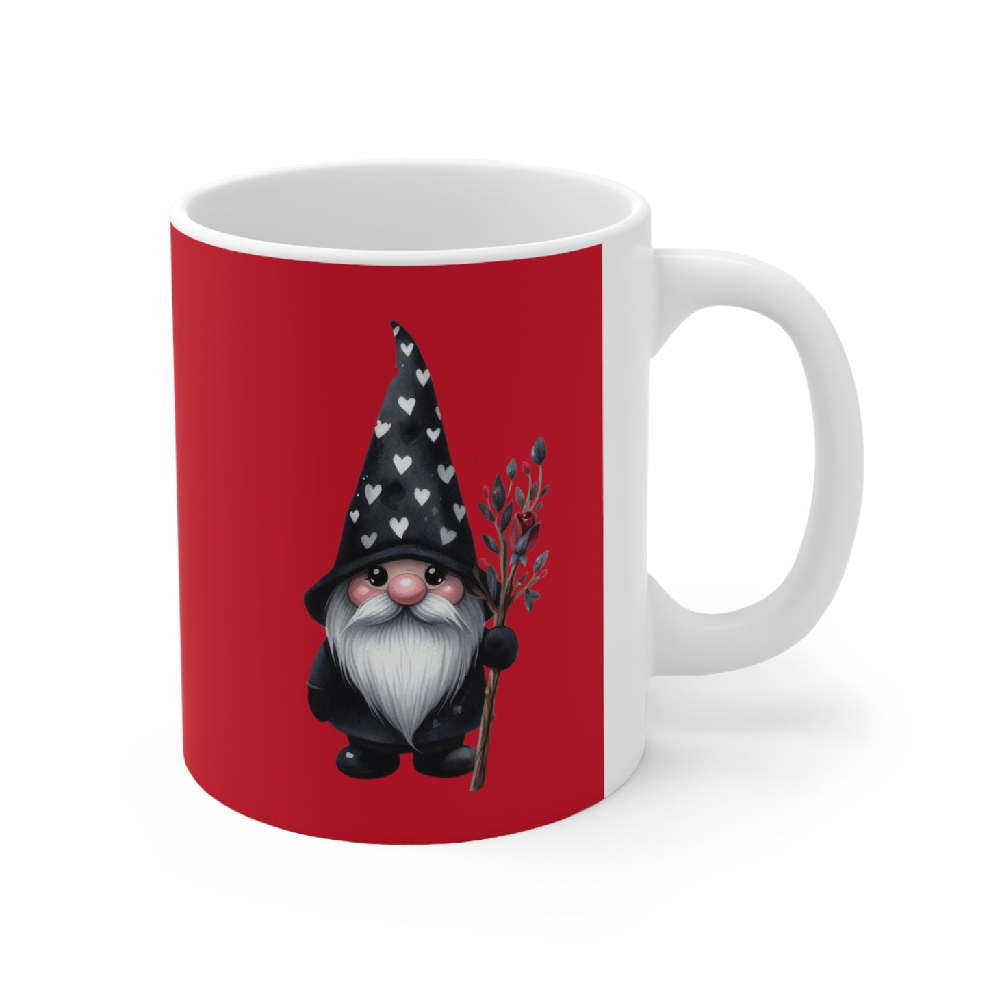 Black Valentine Gnome Ceramic Mug 11oz