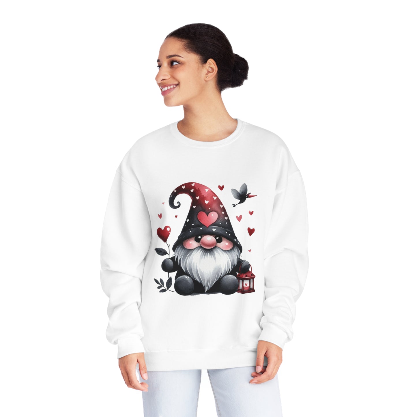 Black Valentine Gnome Unisex NuBlend® Crewneck Sweatshirt