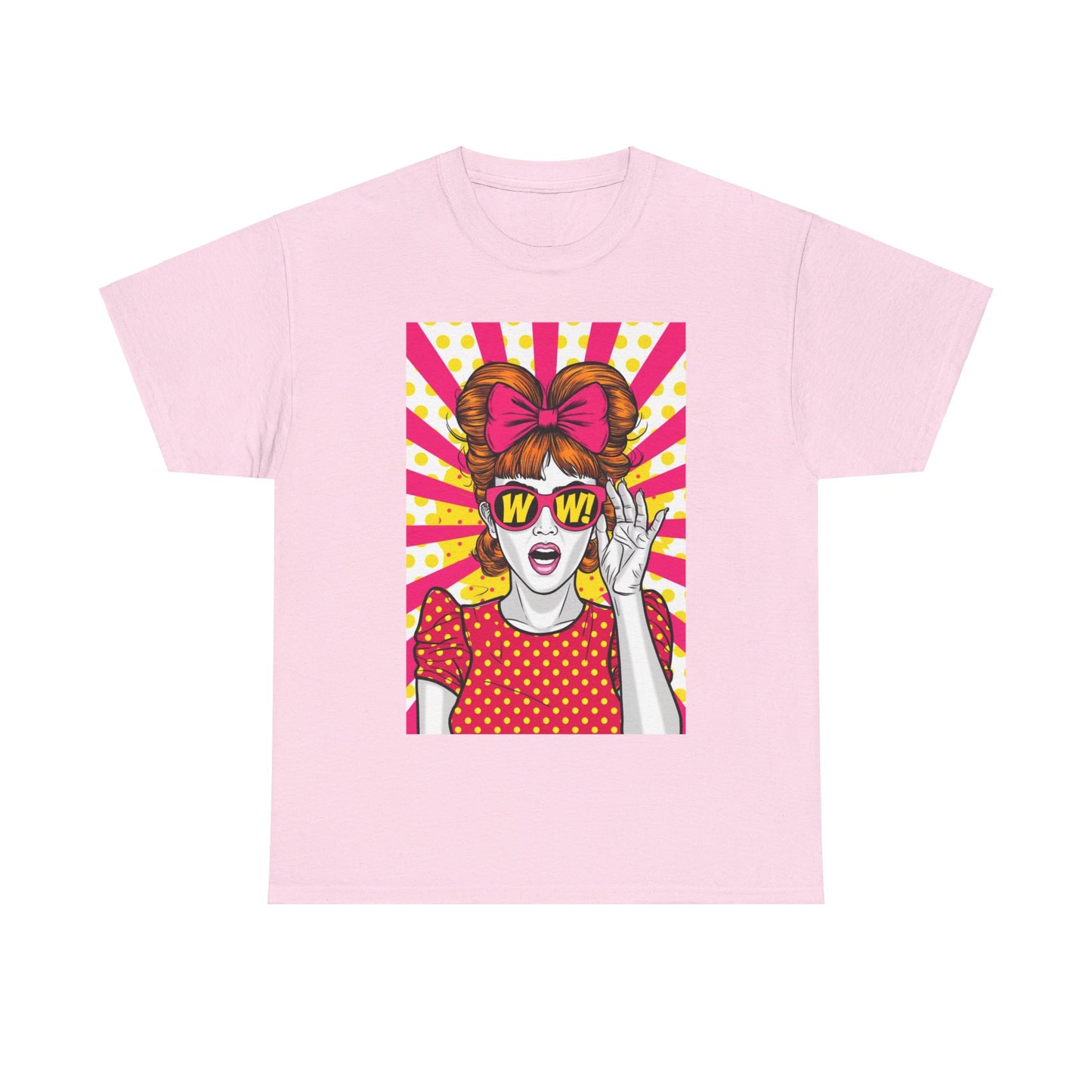 PopArt Girl WOW with Sunglasses Unisex heavy cotton Tshirt