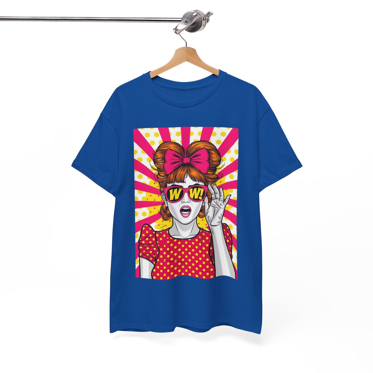 PopArt Girl WOW with Sunglasses Unisex heavy cotton Tshirt