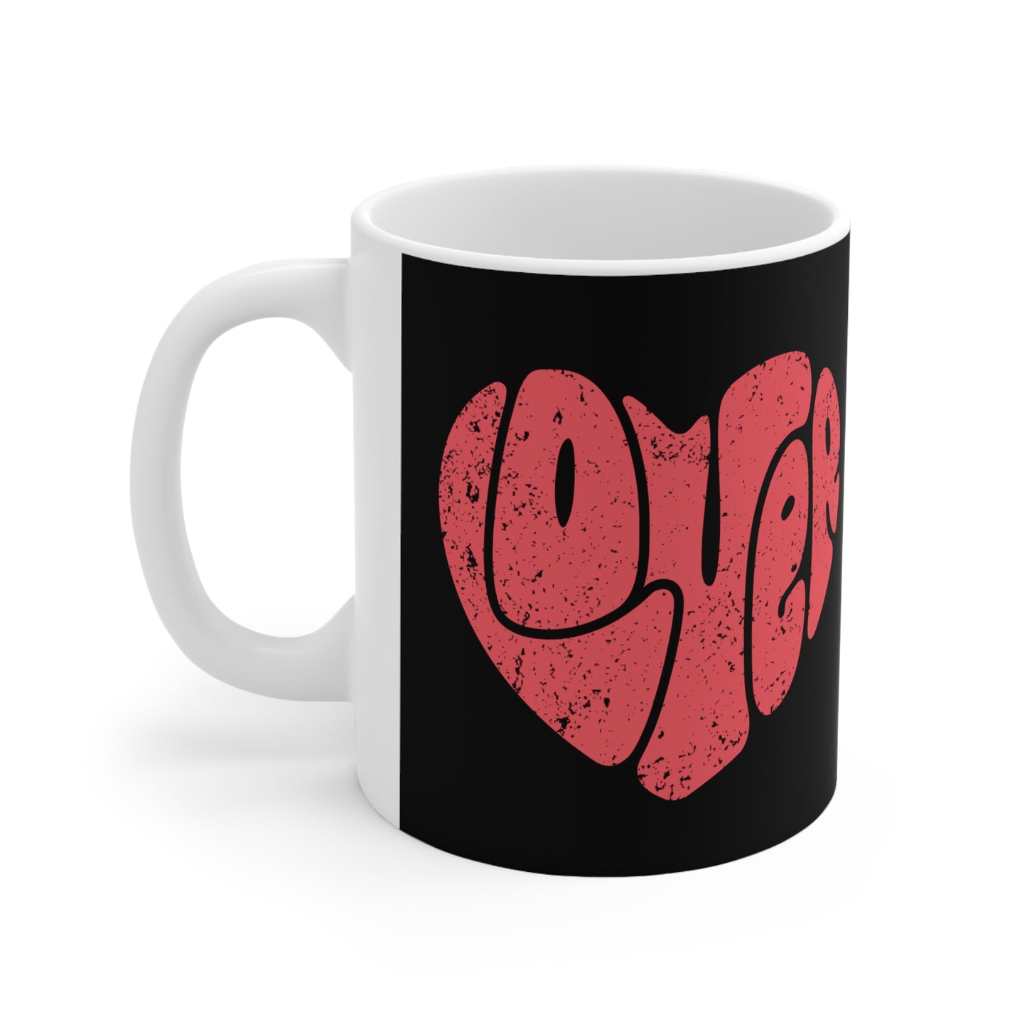 Retro Lover Heart Valentines (Distressed Design) Ceramic Mug 11oz