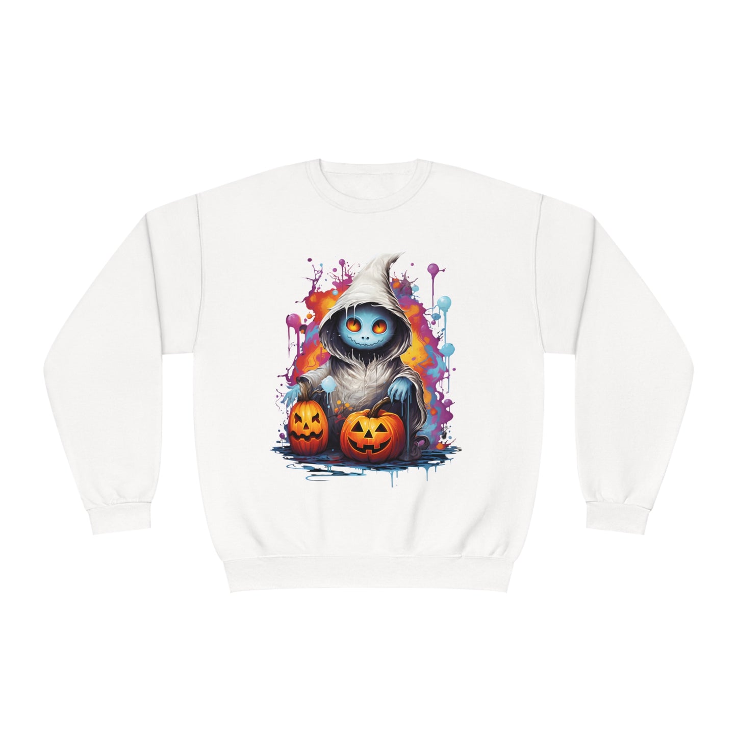 Cute Halloween Unisex Sweatshirt Jack-O-Lanterns Graphic Shirt Gifts Spooky Long Sleeve Crewneck Shirt Tops