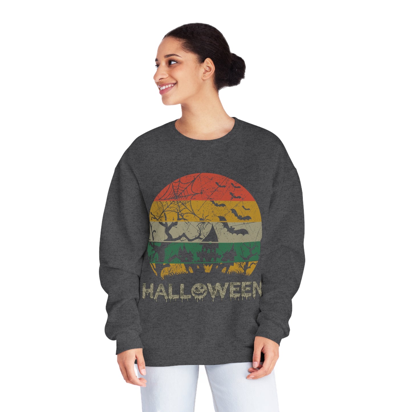 Retro Halloween Spooky House Unisex NuBlend® Crewneck Sweatshirt