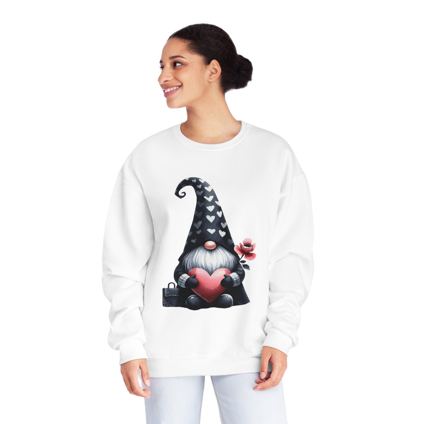 Black Valentine Gnome Unisex NuBlend® Crewneck Sweatshirt