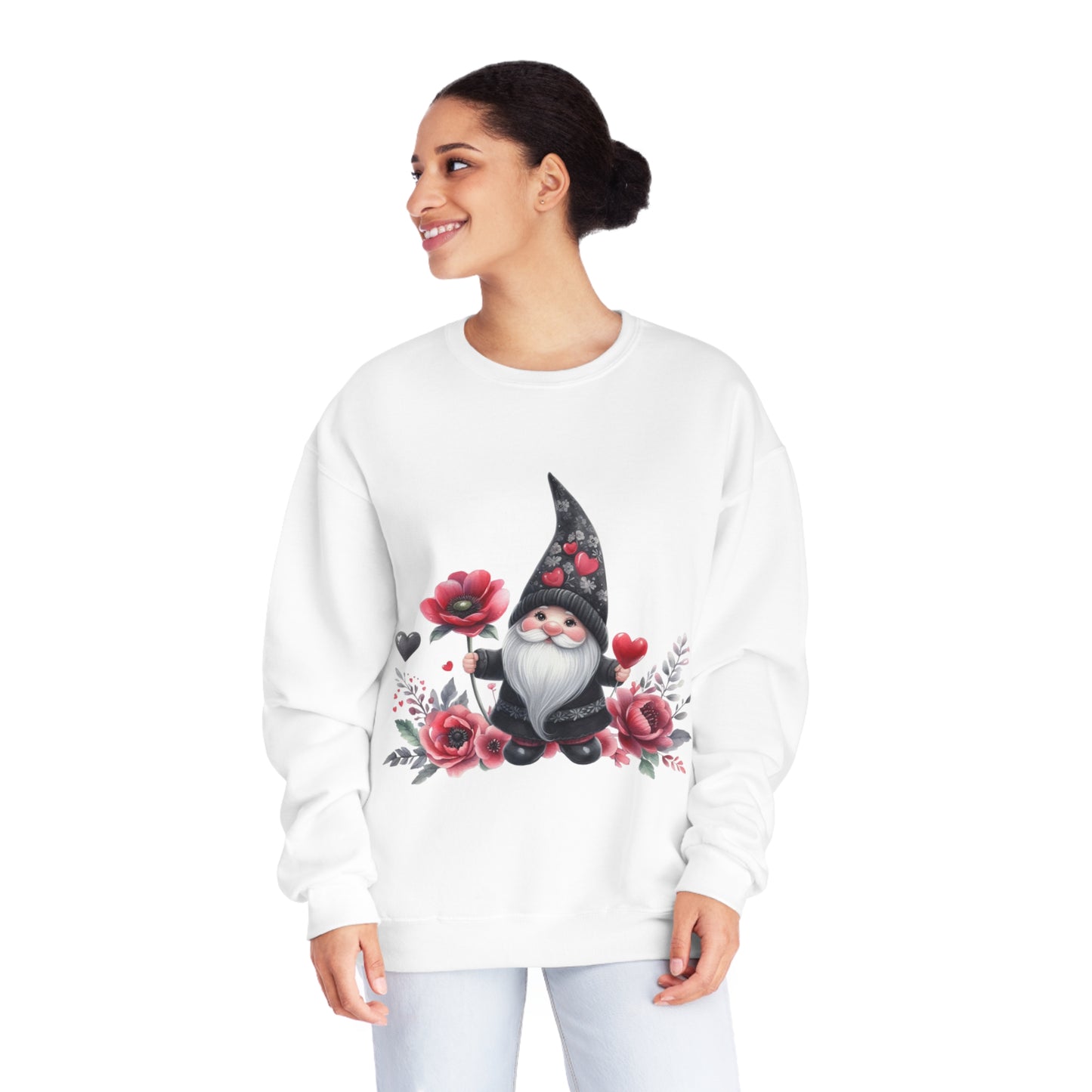 Black Valentine Gnome Unisex NuBlend® Crewneck Sweatshirt