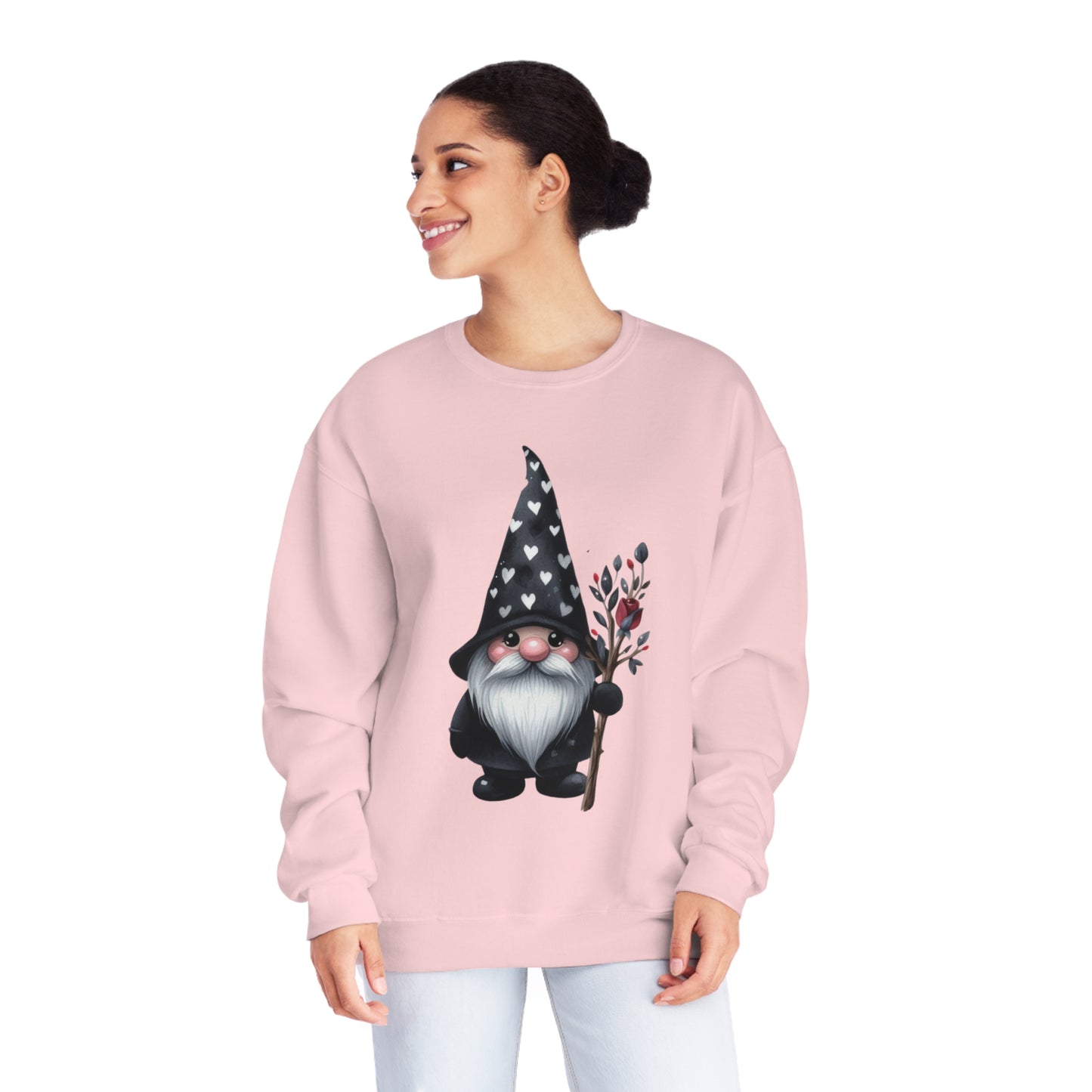 Black Valentine Gnome Unisex NuBlend® Crewneck Sweatshirt