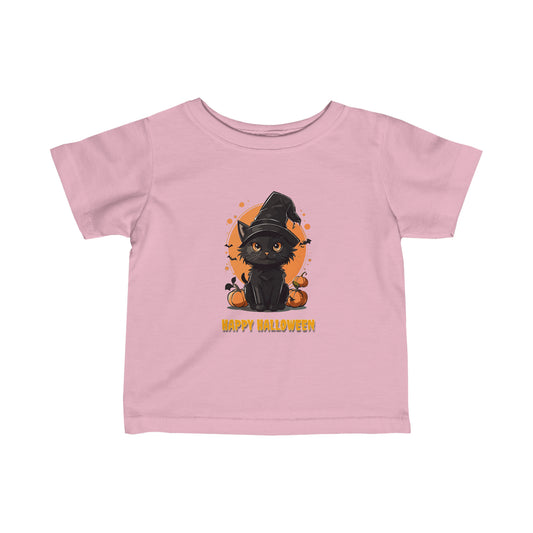 Halloween Cat Jack-O-Lantern Graphic Infant Fine Jersey Tee