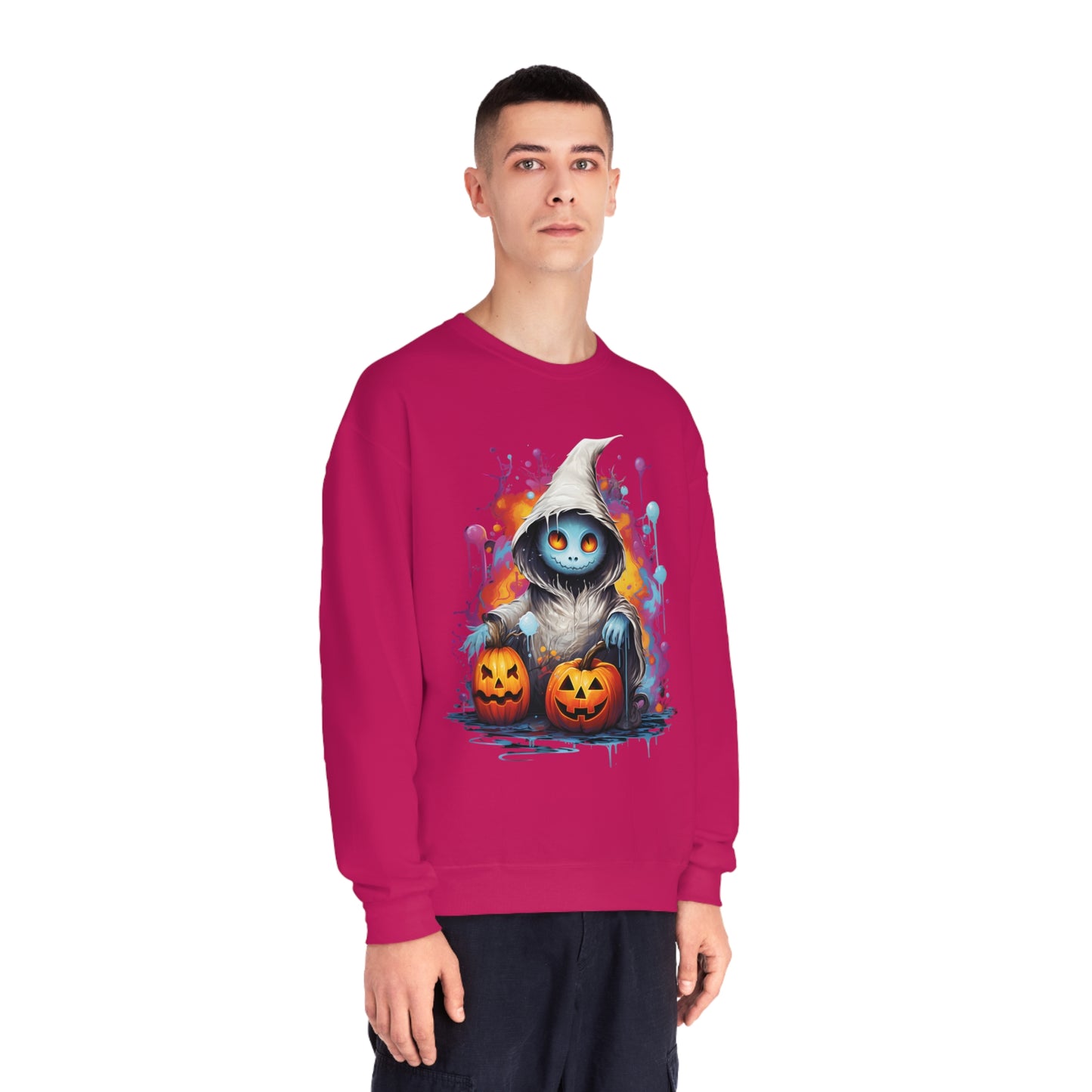 Cute Halloween Unisex Sweatshirt Jack-O-Lanterns Graphic Shirt Gifts Spooky Long Sleeve Crewneck Shirt Tops