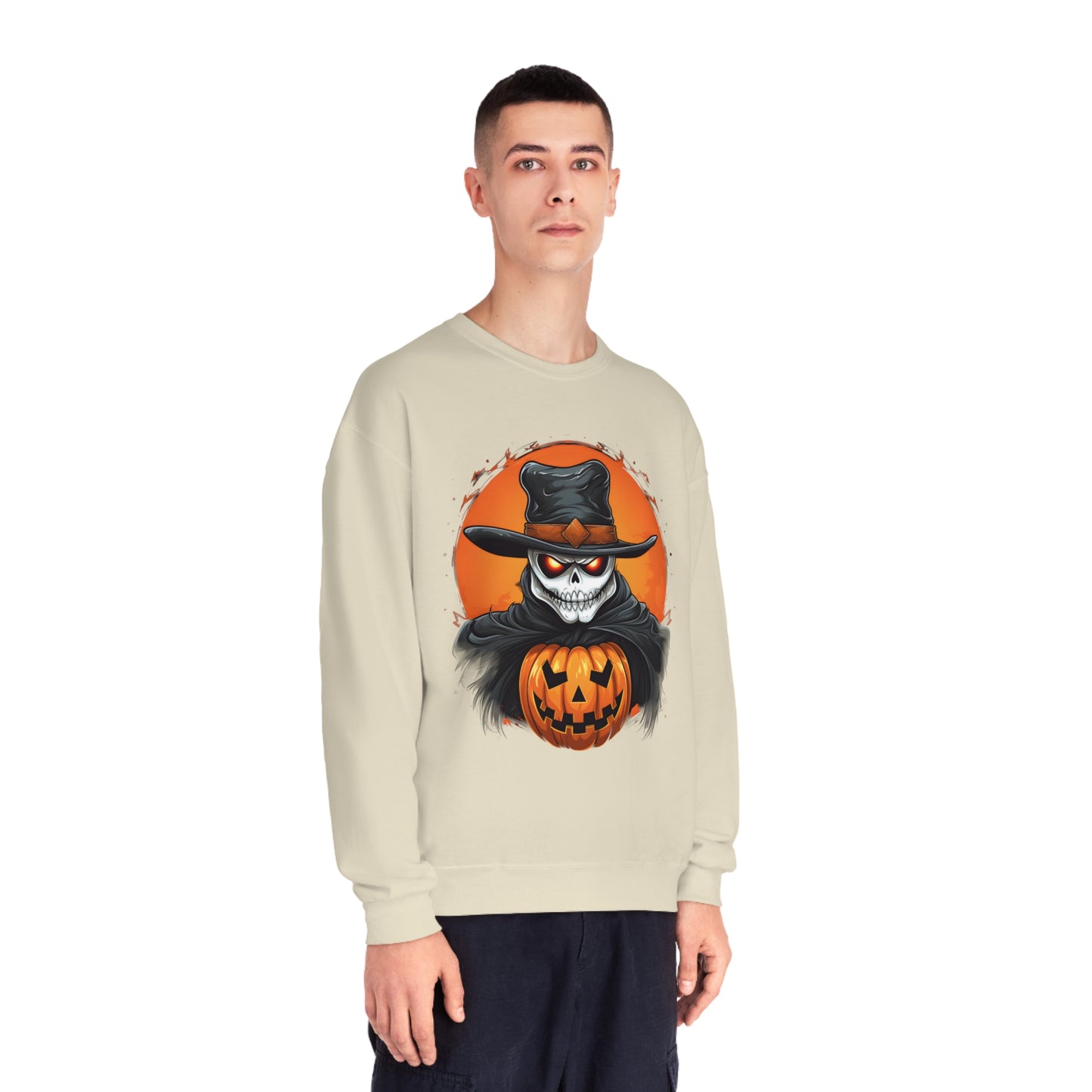 Halloween Cowboy Skeleton Unisex Graphic Shirt Gifts Spooky Long Sleeve Crewneck Shirt Tops