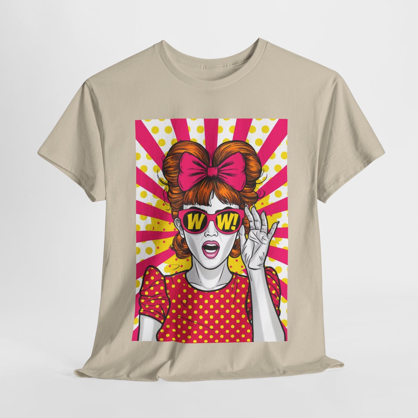 PopArt Girl WOW with Sunglasses Unisex heavy cotton Tshirt