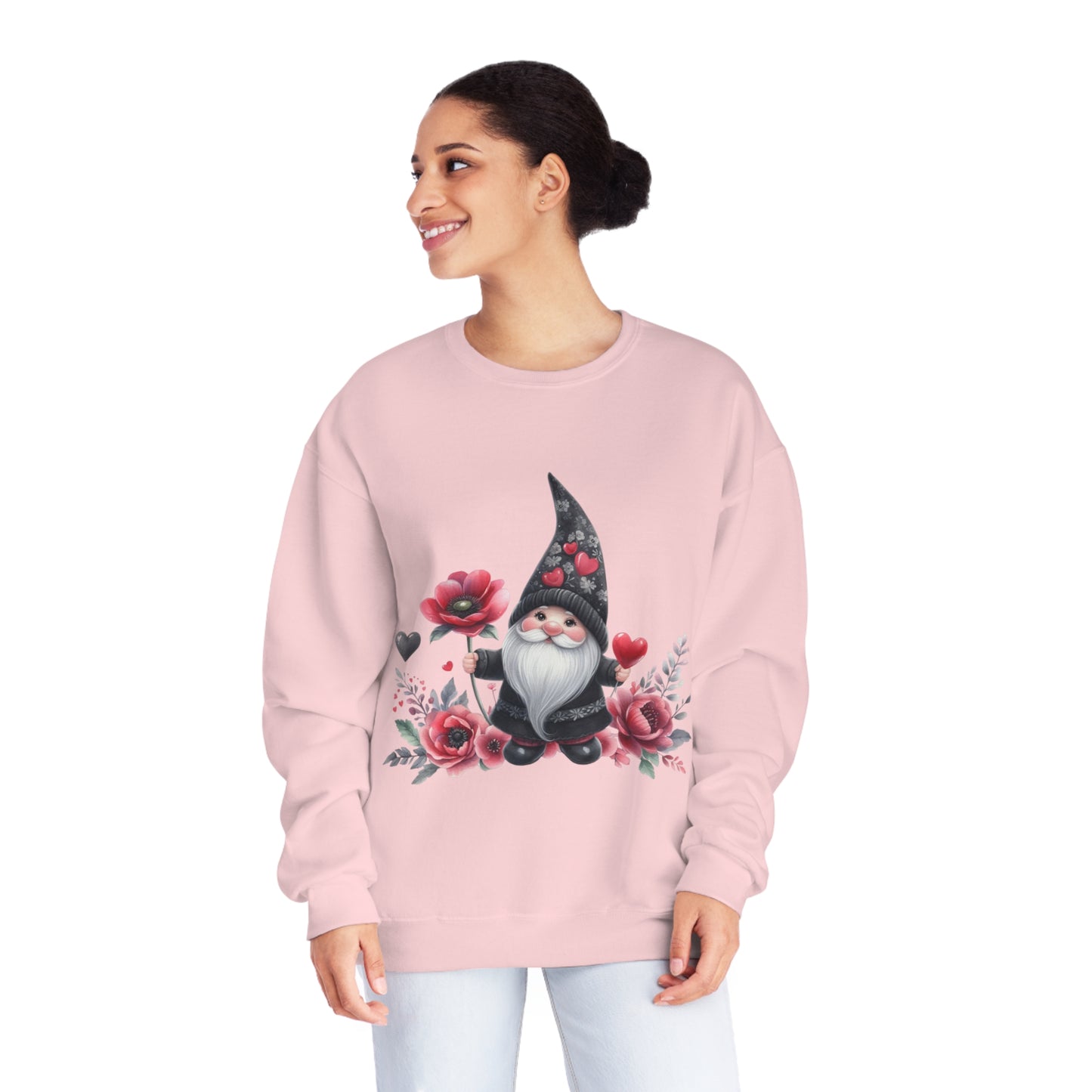 Black Valentine Gnome Unisex NuBlend® Crewneck Sweatshirt