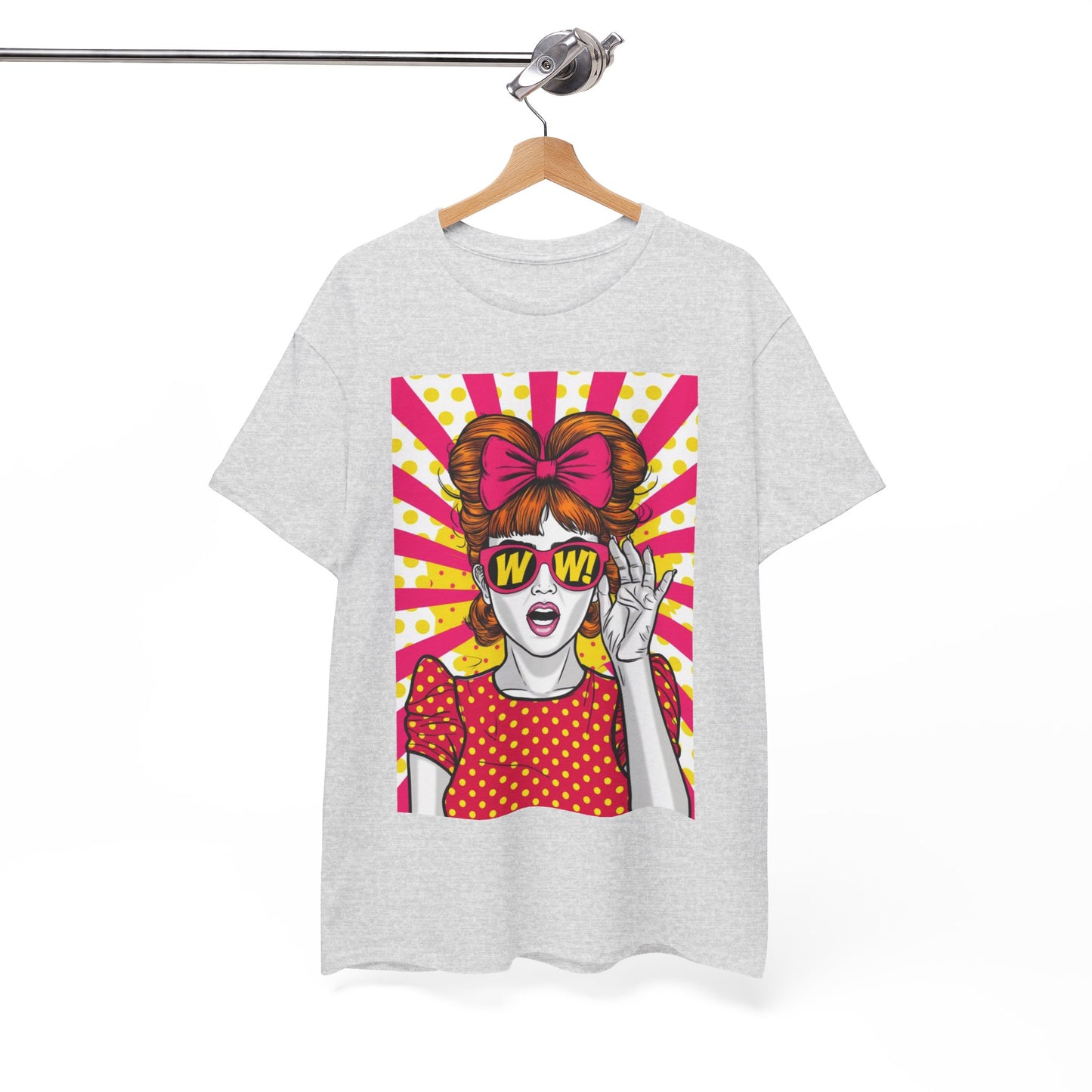 PopArt Girl WOW with Sunglasses Unisex heavy cotton Tshirt