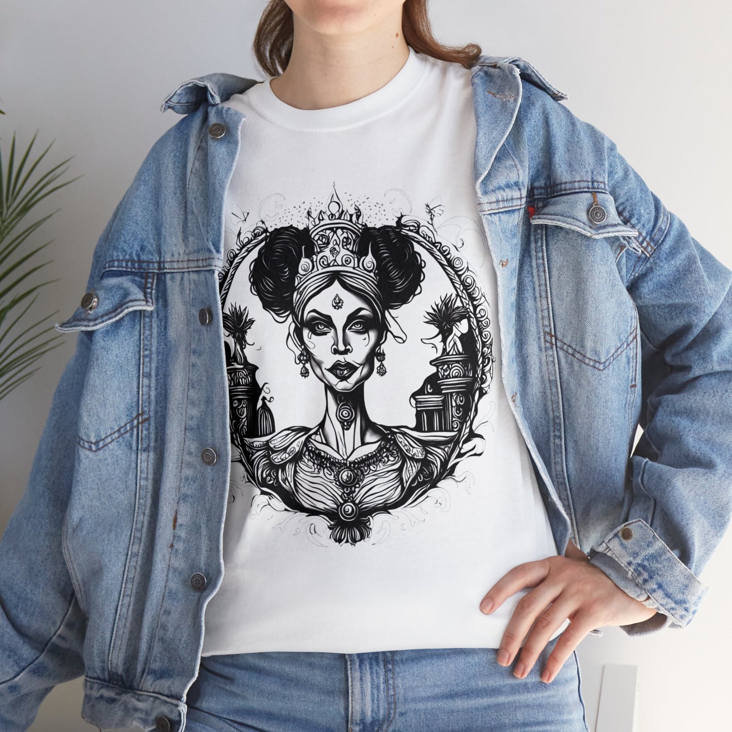 Regal Old Woman with Tiara and Crown unisex heavy cotton tshirt