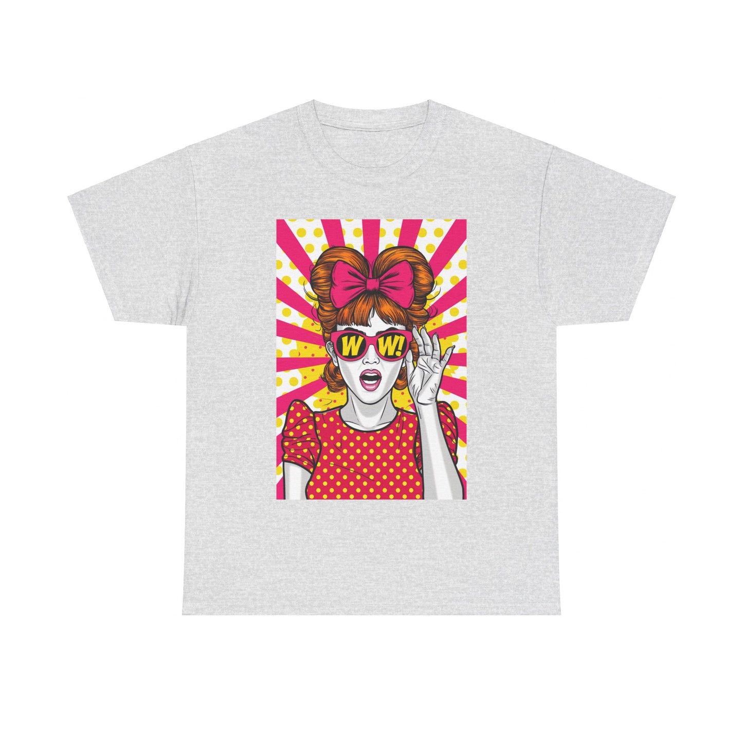 PopArt Girl WOW with Sunglasses Unisex heavy cotton Tshirt