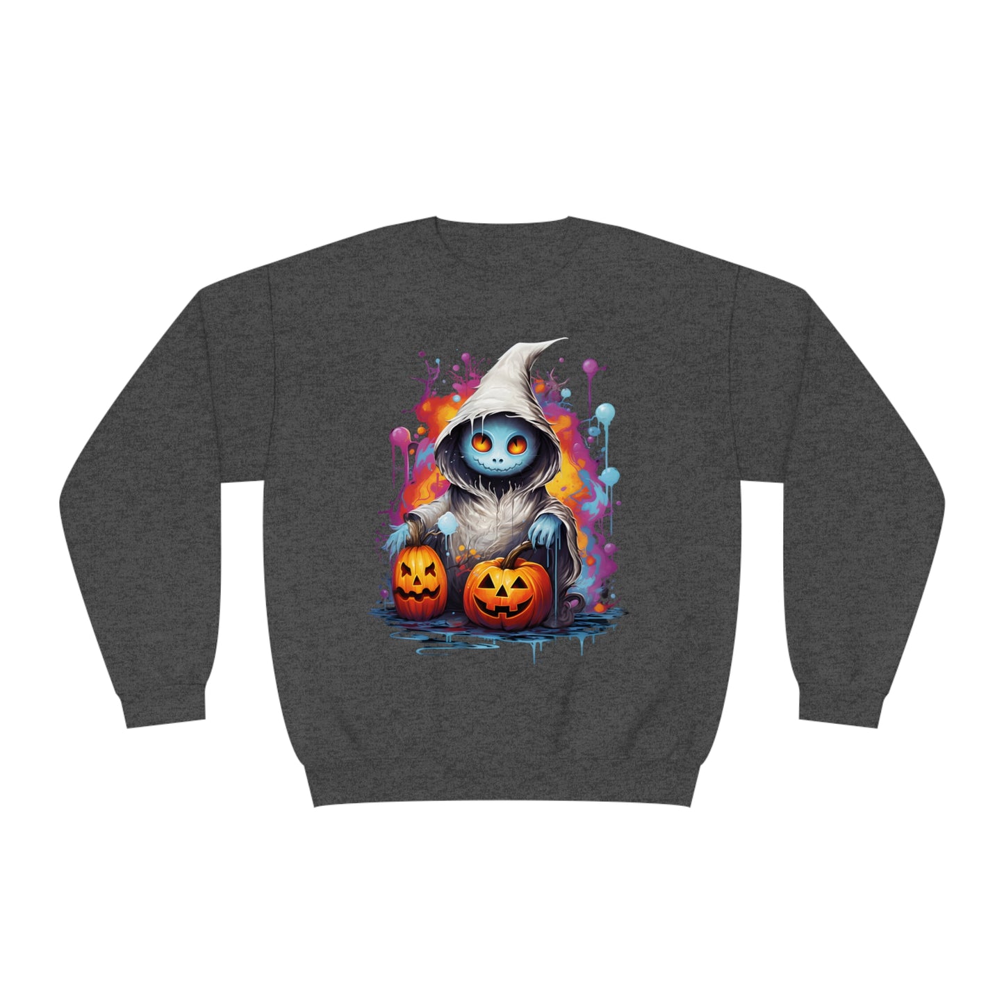 Cute Halloween Unisex Sweatshirt Jack-O-Lanterns Graphic Shirt Gifts Spooky Long Sleeve Crewneck Shirt Tops