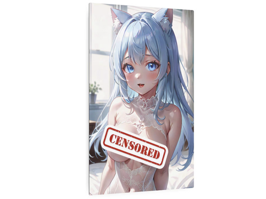 Adorable Catgirl Waifu Metal Print – 8x12 Kawaii Anime Art for Home Decor