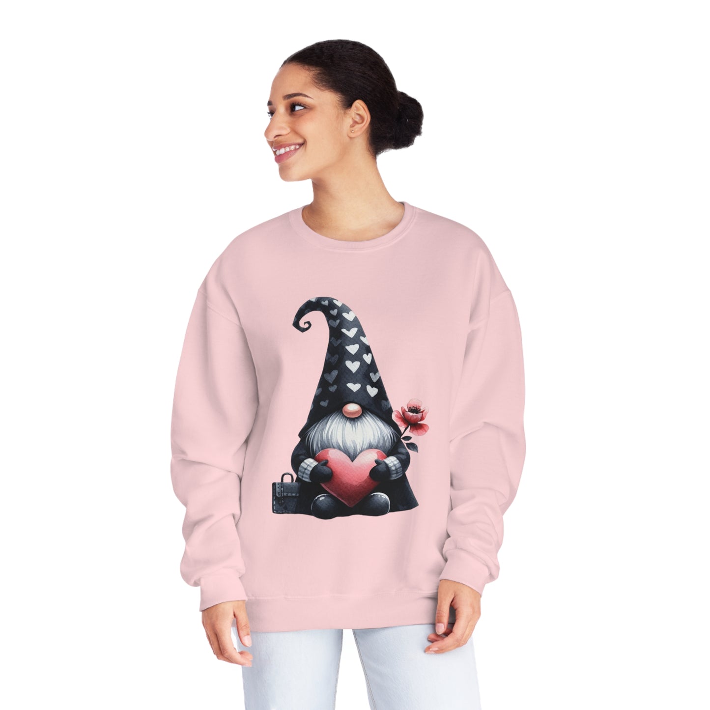 Black Valentine Gnome Unisex NuBlend® Crewneck Sweatshirt