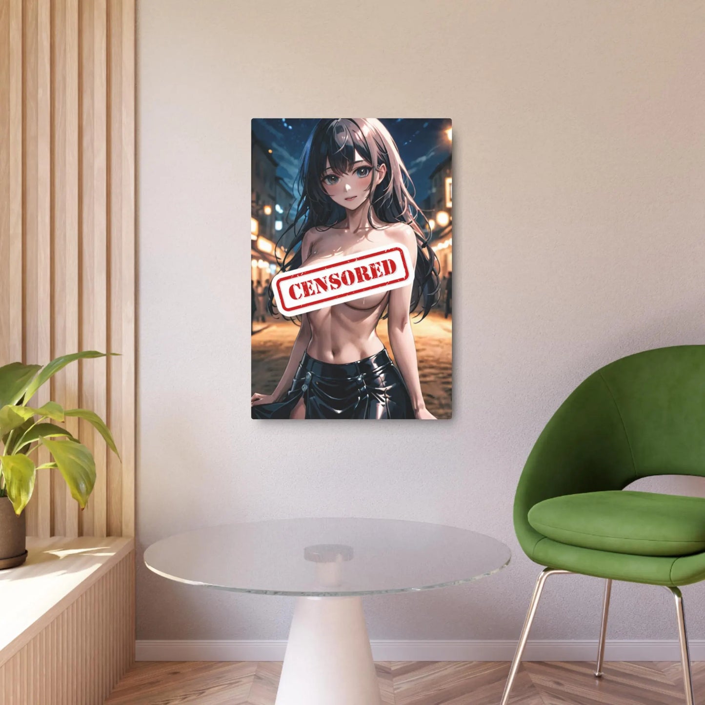 Alluring Waifu Night Scene Metal Print – 8x12 Anime Art for Home Decor